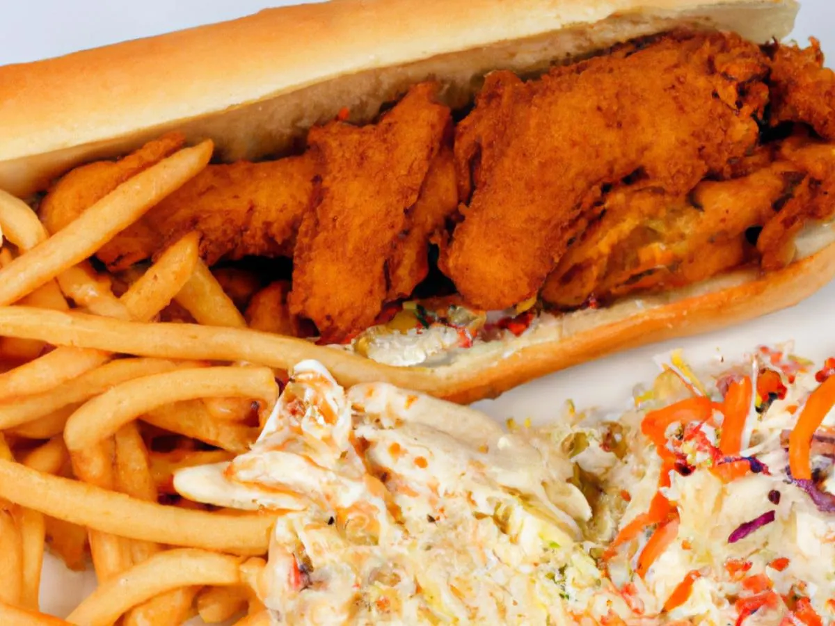 Fried Catfish Po Boy with Cajun Fries and Coleslaw [16 oz]