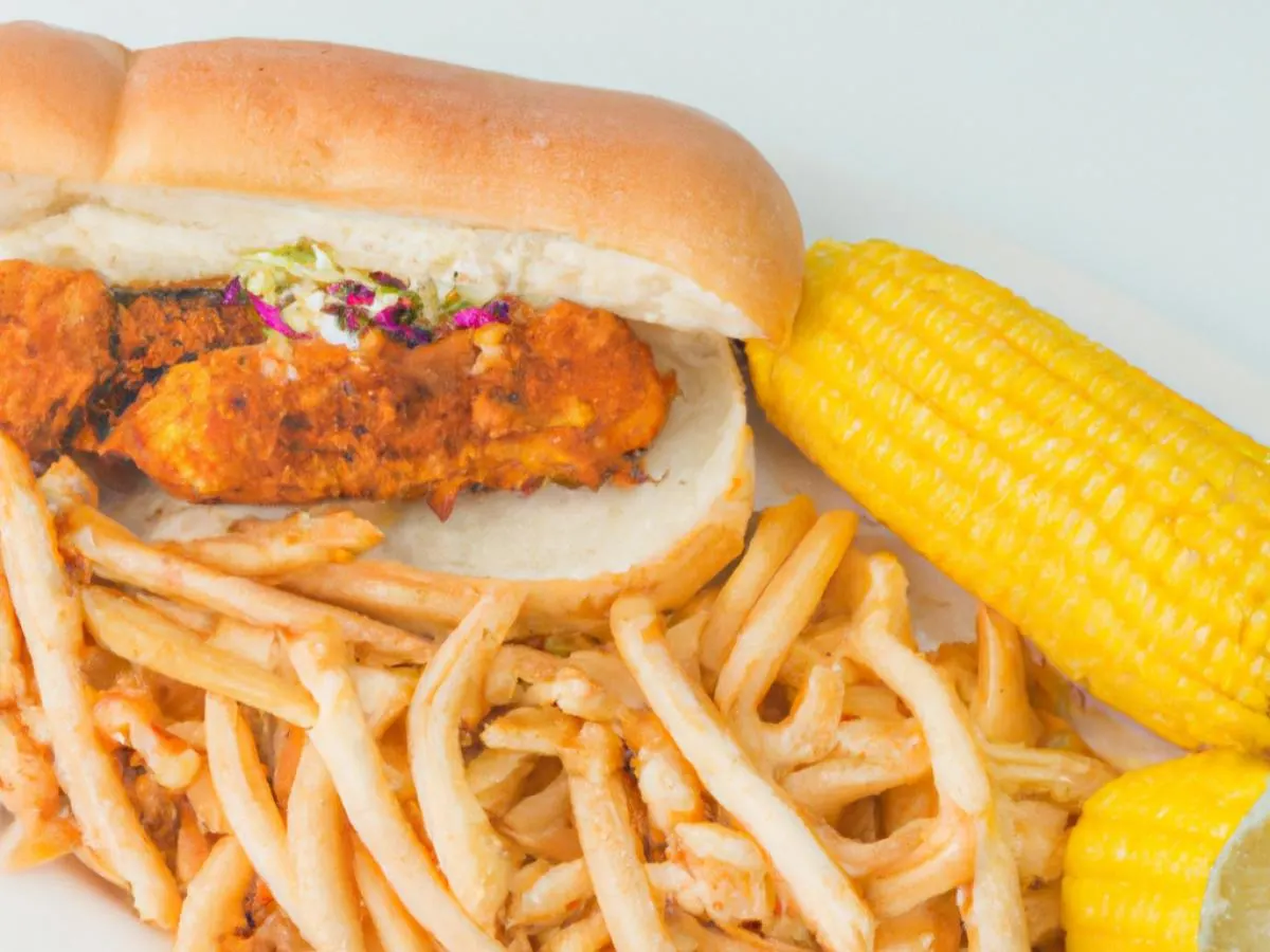 Fried Catfish Po Boy with Cajun Fries and Corn on the Cob [16 oz]