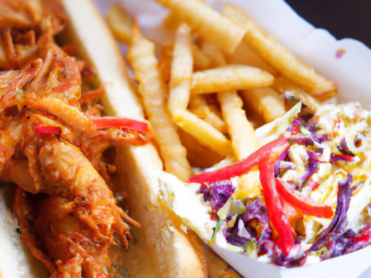 Fried Crawfish Po Boy with Fries and Coleslaw [21 oz]