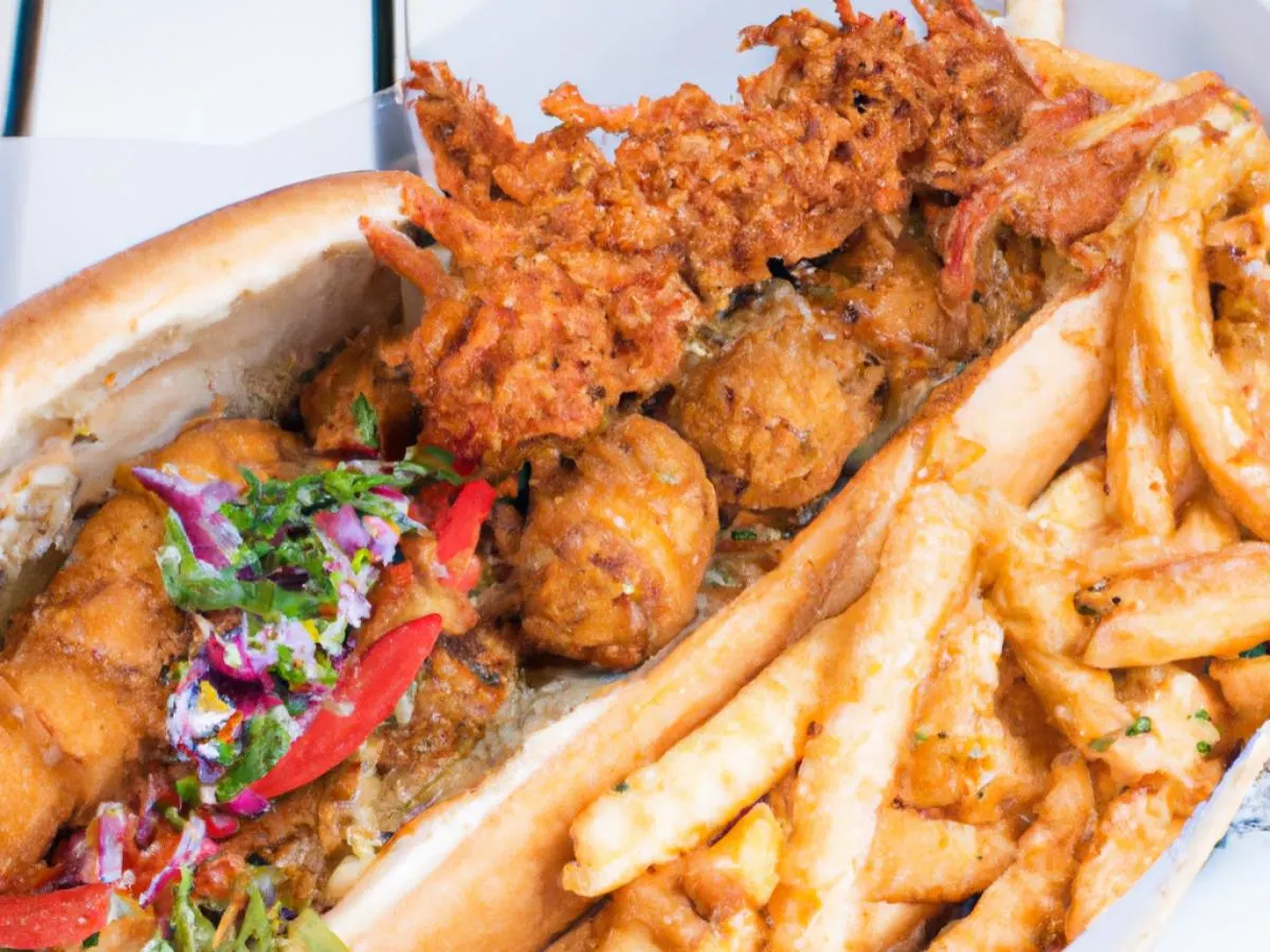 Fried Crawfish Po Boy with Cajun Fries and Coleslaw [16 oz]