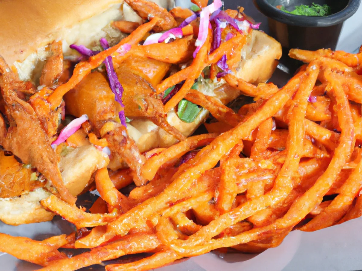 Fried Crawfish Po Boy with Sweet Potato Fries and Coleslaw [16 oz]