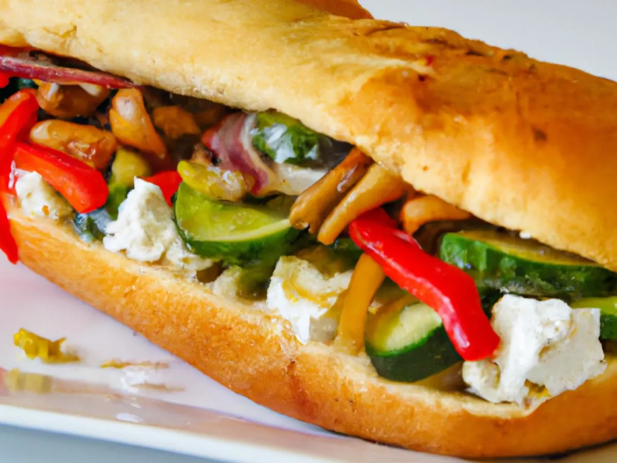 Greek Veggie Sub on Parmesan Bread Greek Veggie Sub on Parmesan Bread