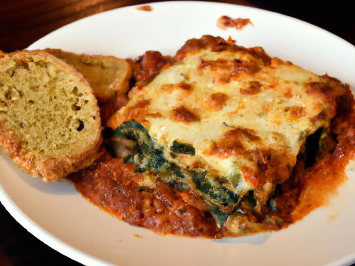 Spinach Lasagna with Marinara Sauce with Breaded Zucchini and French Bread Spinach Lasagna with Marinara Sauce with Breaded Zucchini and French Bread
