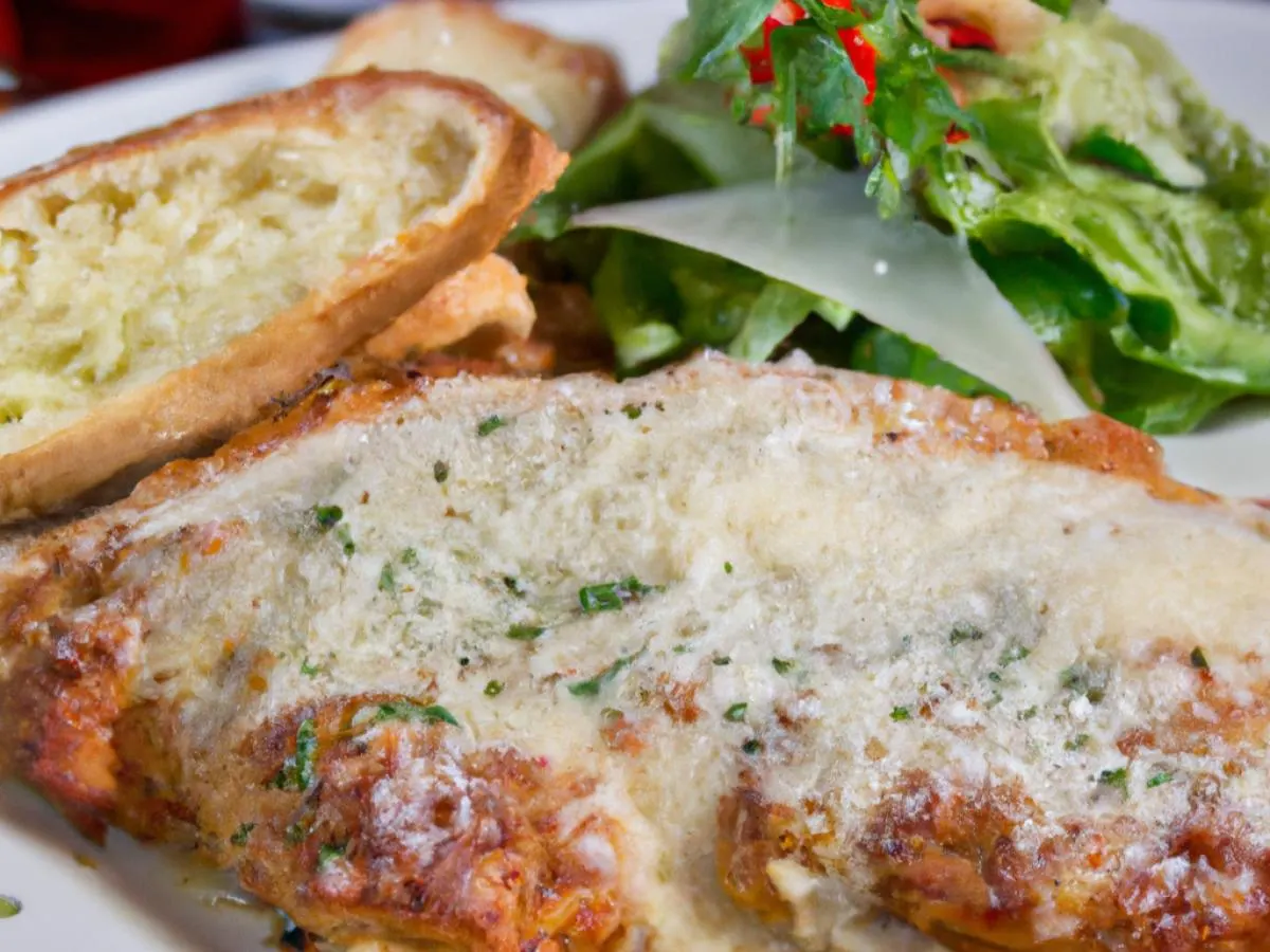 Veal Parm with Caesar Salad and French Bread Veal Parm with Caesar Salad and French Bread
