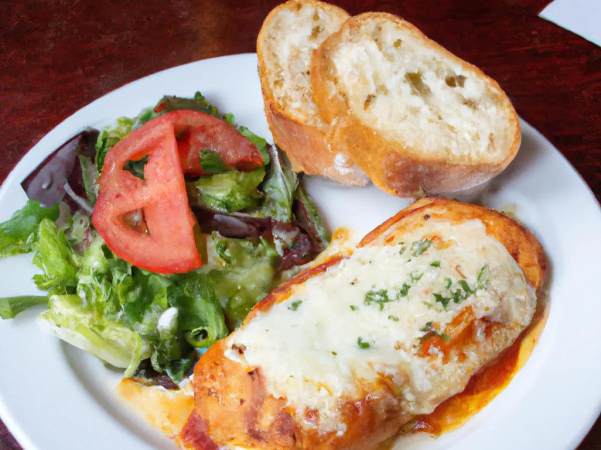 Chicken Parm with House Salad and French Bread Chicken Parm with House Salad and French Bread