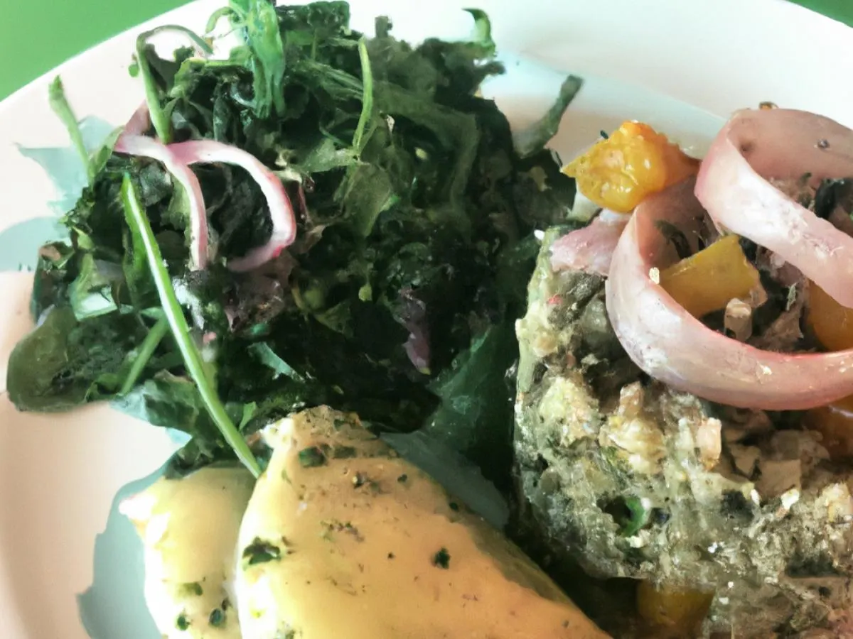Vegetarian Quinoa – Bean Entrée with Causa and Arugula-jicama Salad Vegetarian Quinoa – Bean Entrée with Causa and Arugula-jicama Salad