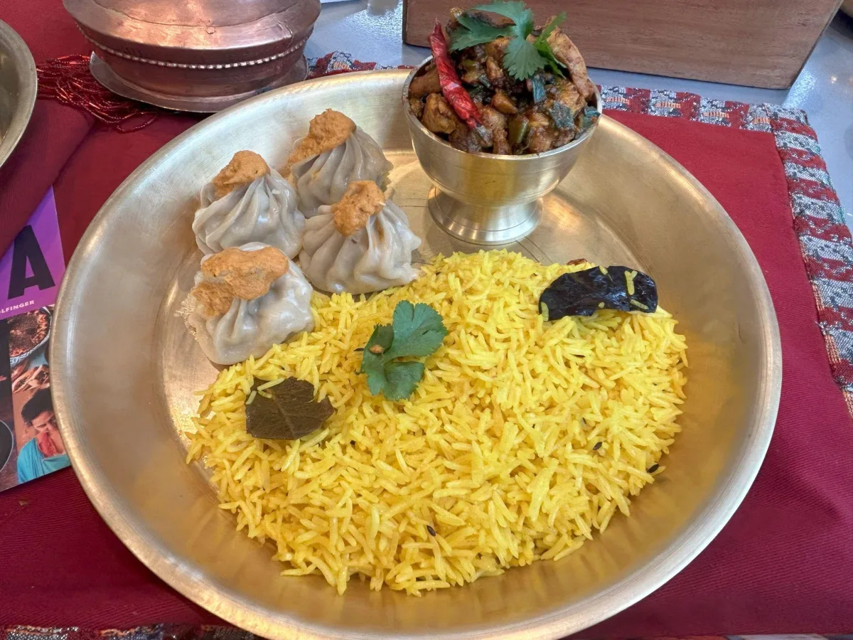 Pork Choila with Jeera Rice and Chicken Momo