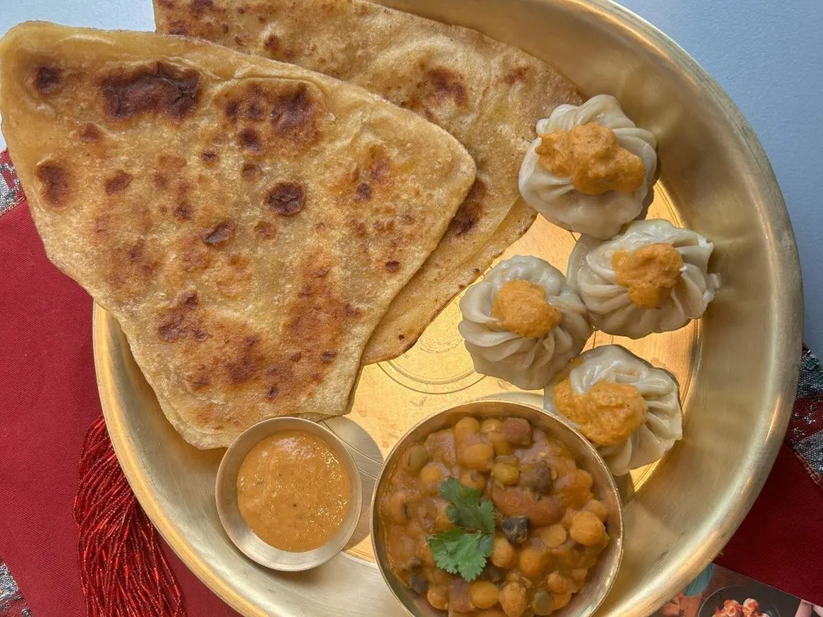Kwati with Nepali Roti and Vegetarian Momo