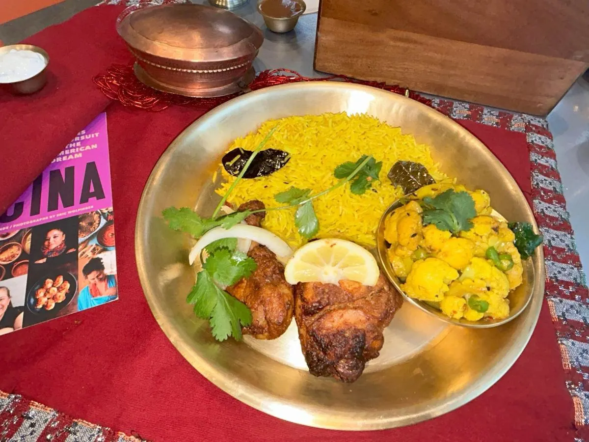 Grilled Nepali Chicken with Jeera Rice and Kauli Hariyo Kerau