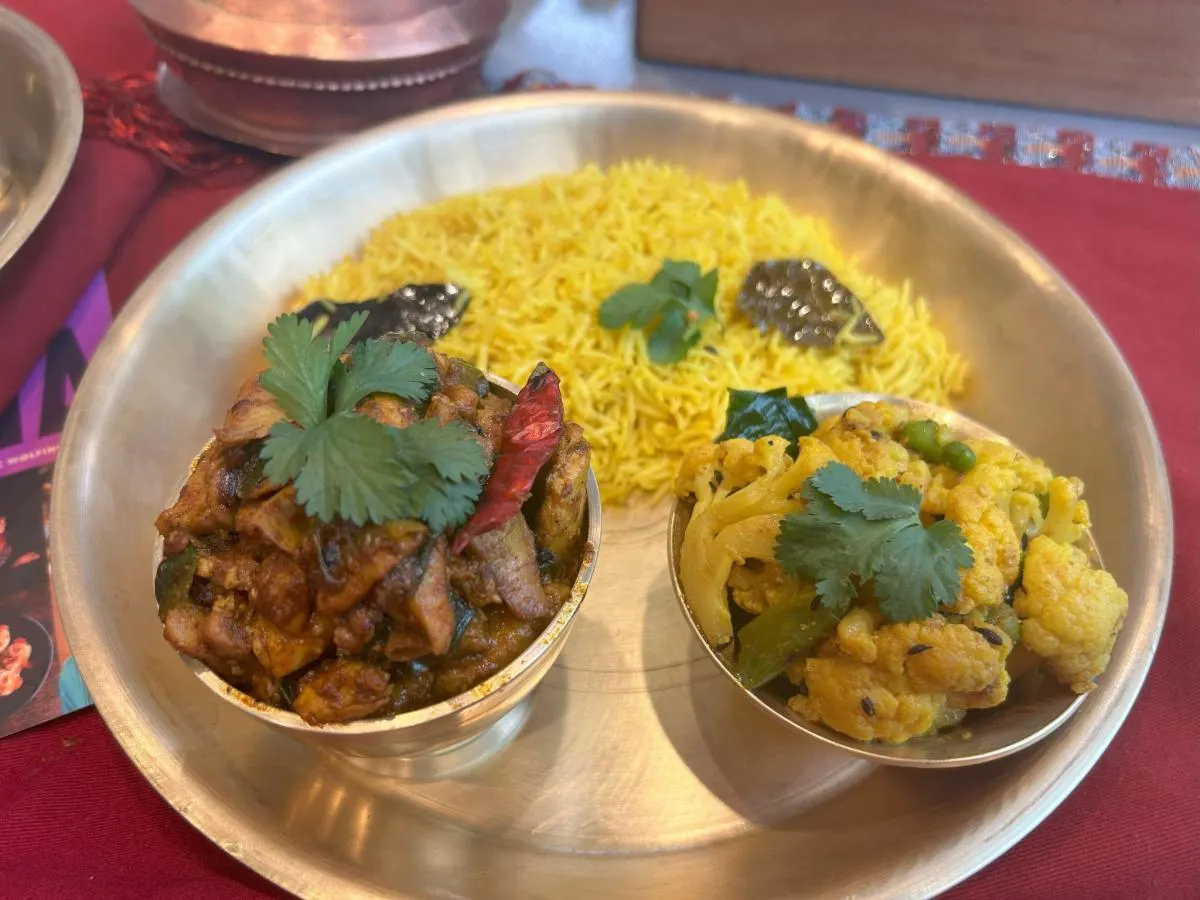Chicken Choila with Jeera Rice and Kauli Hariyo Kerau