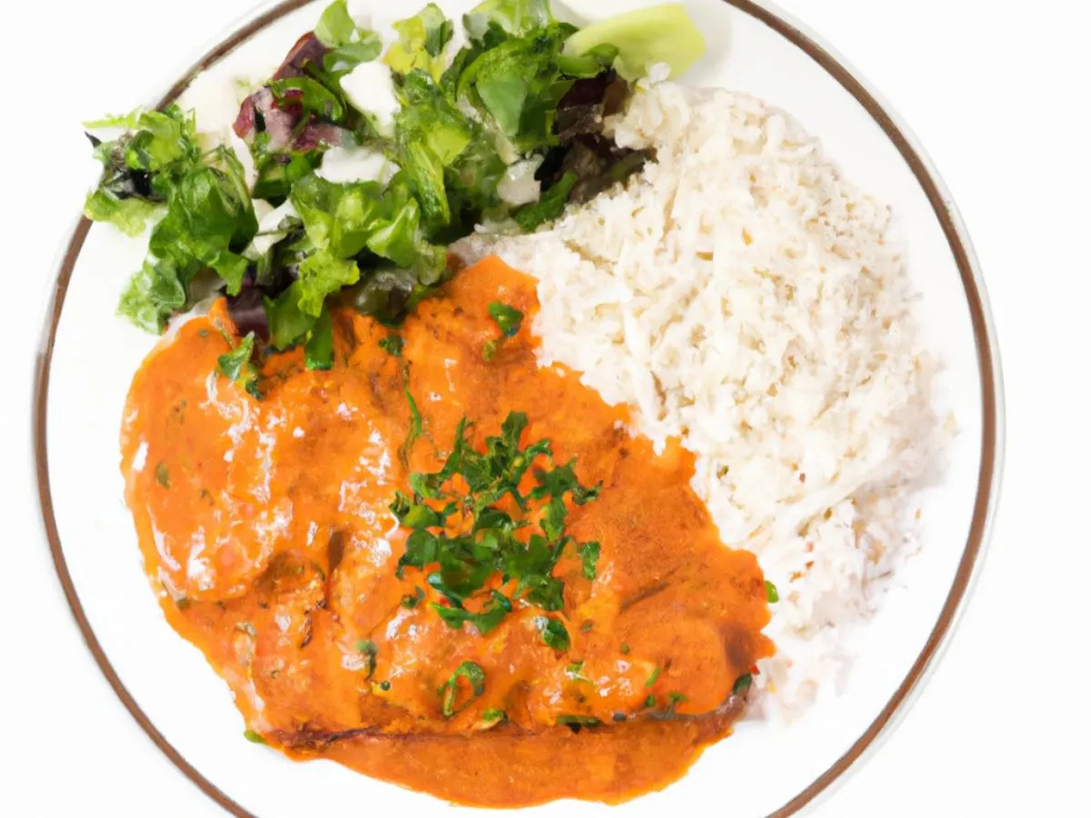Butter Chicken with Basmati Rice and Green Salad Butter Chicken with Basmati Rice and Green Salad