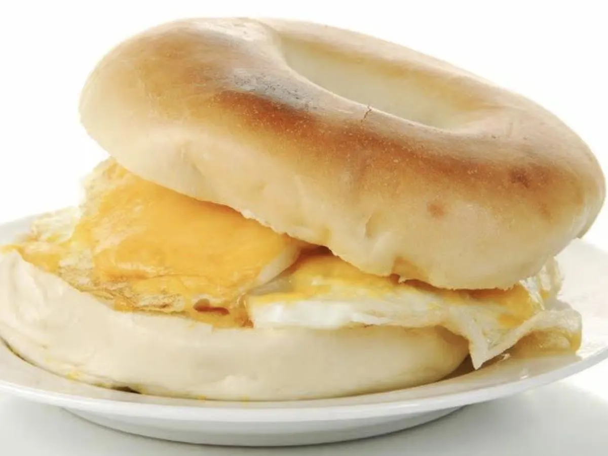 Egg and Cheese Bagel Sandwich on a Plain Bagel