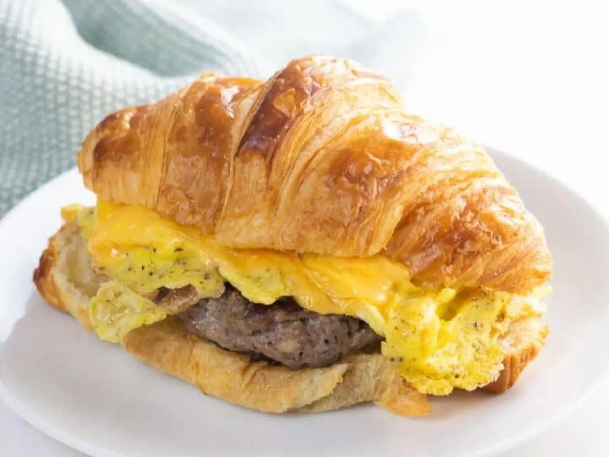 Sausage, Egg and Cheese Croissant Sandwich