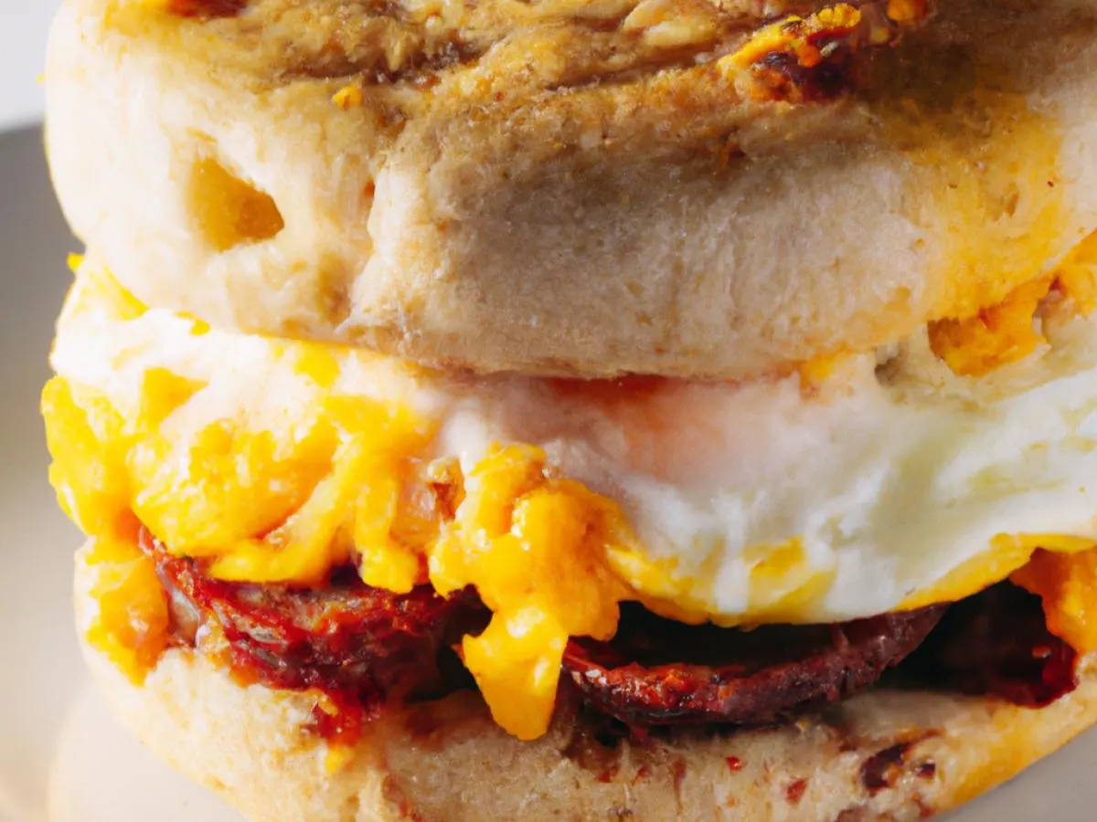 Chorizo, Egg and Cheese Sandwich on an English Muffin