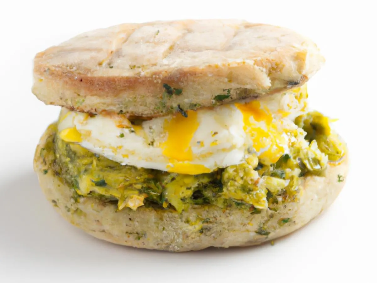 Pesto Provolone English Muffin Breakfast Sandwich