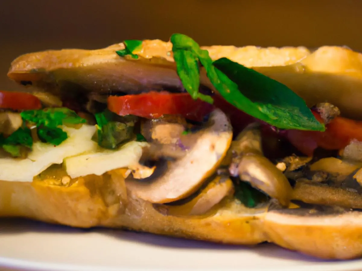 Tomato, Mushrooms & Vegan Cheese Sandwich with Kettle Chips