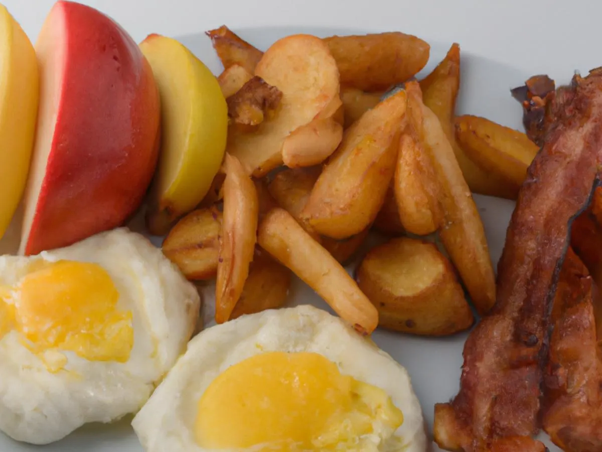 Egg Whites and Bacon Box with Fruits and Fries