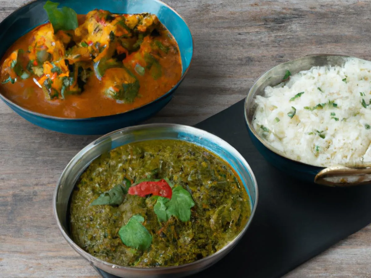 Chicken Vindaloo and Palak Paneer With Rice