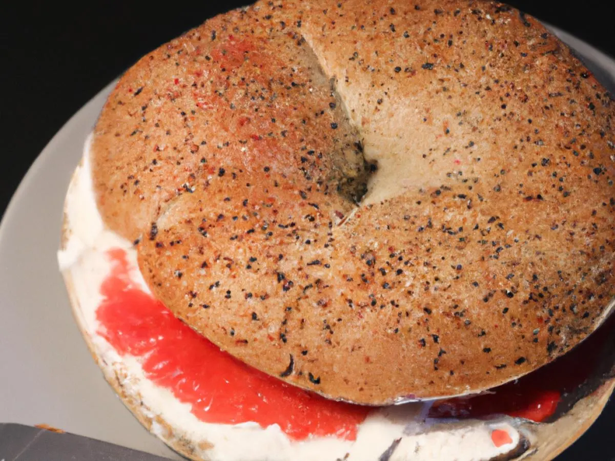 Sesame Bagel with Strawberry Cream Cheese (Boxed) Sesame Bagel with Strawberry Cream Cheese (Boxed)