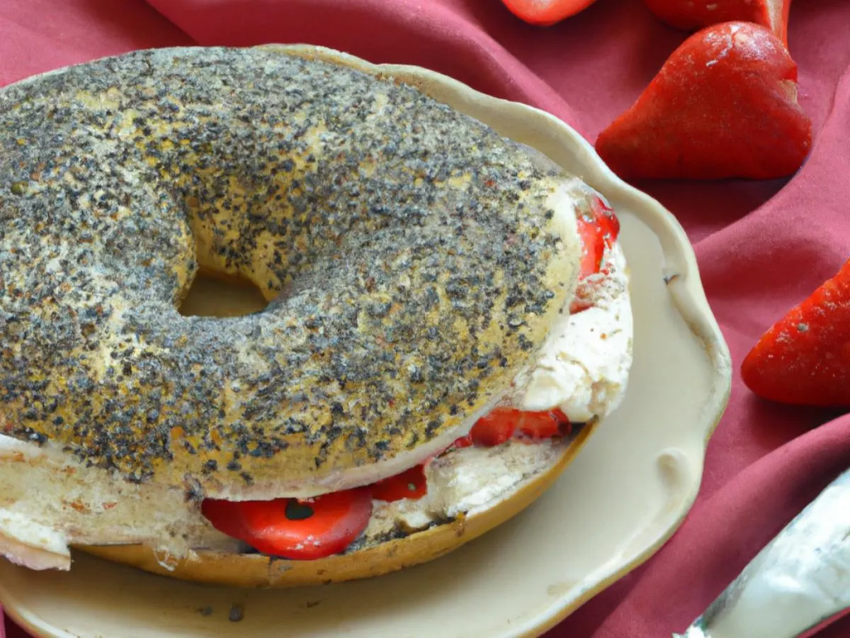 Poppy Seed Bagel with Strawberry Cream Cheese (Boxed) Poppy Seed Bagel with Strawberry Cream Cheese (Boxed)