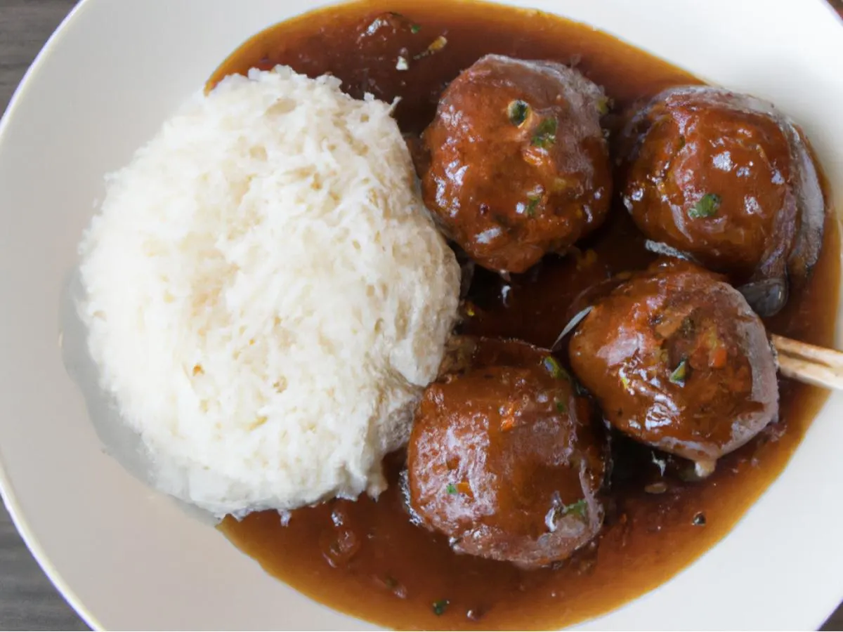 Braised Pork Meatball with Veggie Potstickers Braised Pork Meatball with Veggie Potstickers
