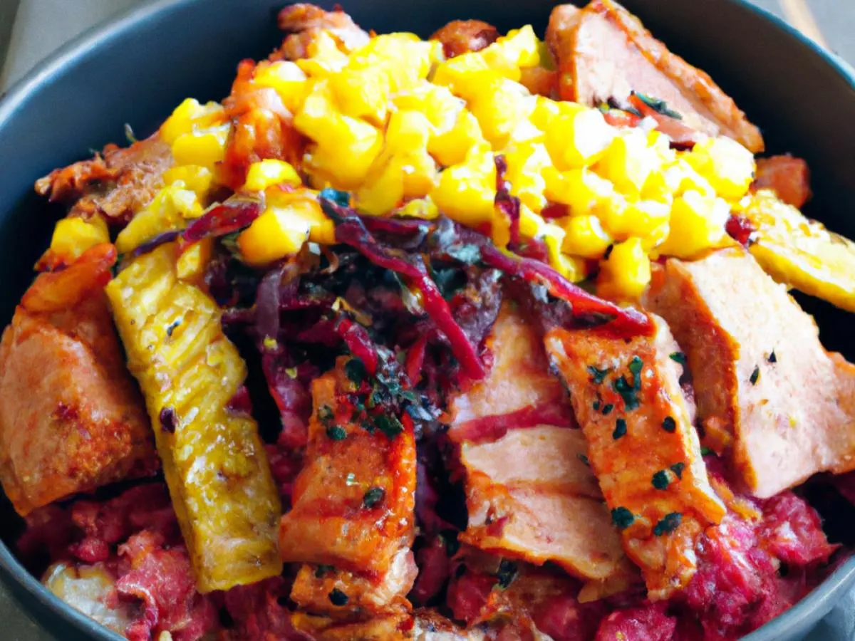 [21oz] Spicy Pork Purple Rice Bowl (4 Toppings)