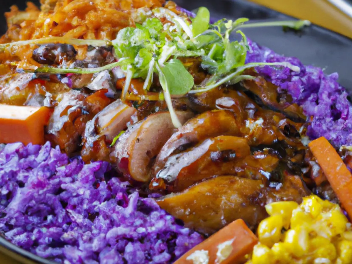 [21oz] Bbq Chicken Purple Rice Bowl (4 Toppings)