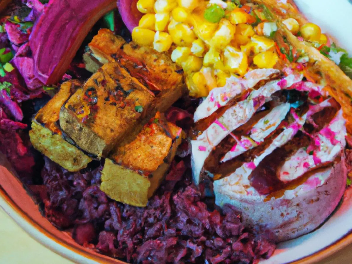[21oz] Fried Tofu Purple Rice Bowl (4 Toppings)