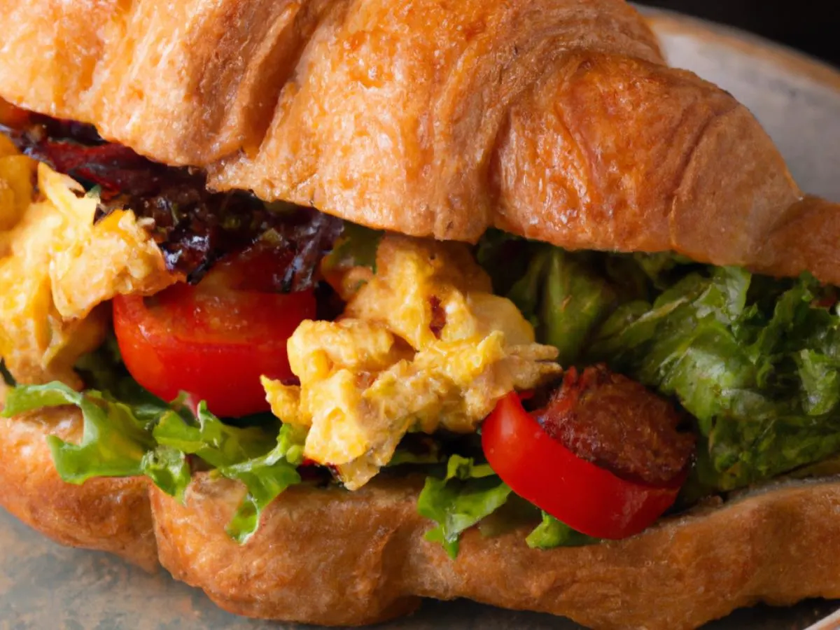 Vegetarian Sunrise Sandwich on a Croissant Vegetarian Sunrise Sandwich on a Croissant