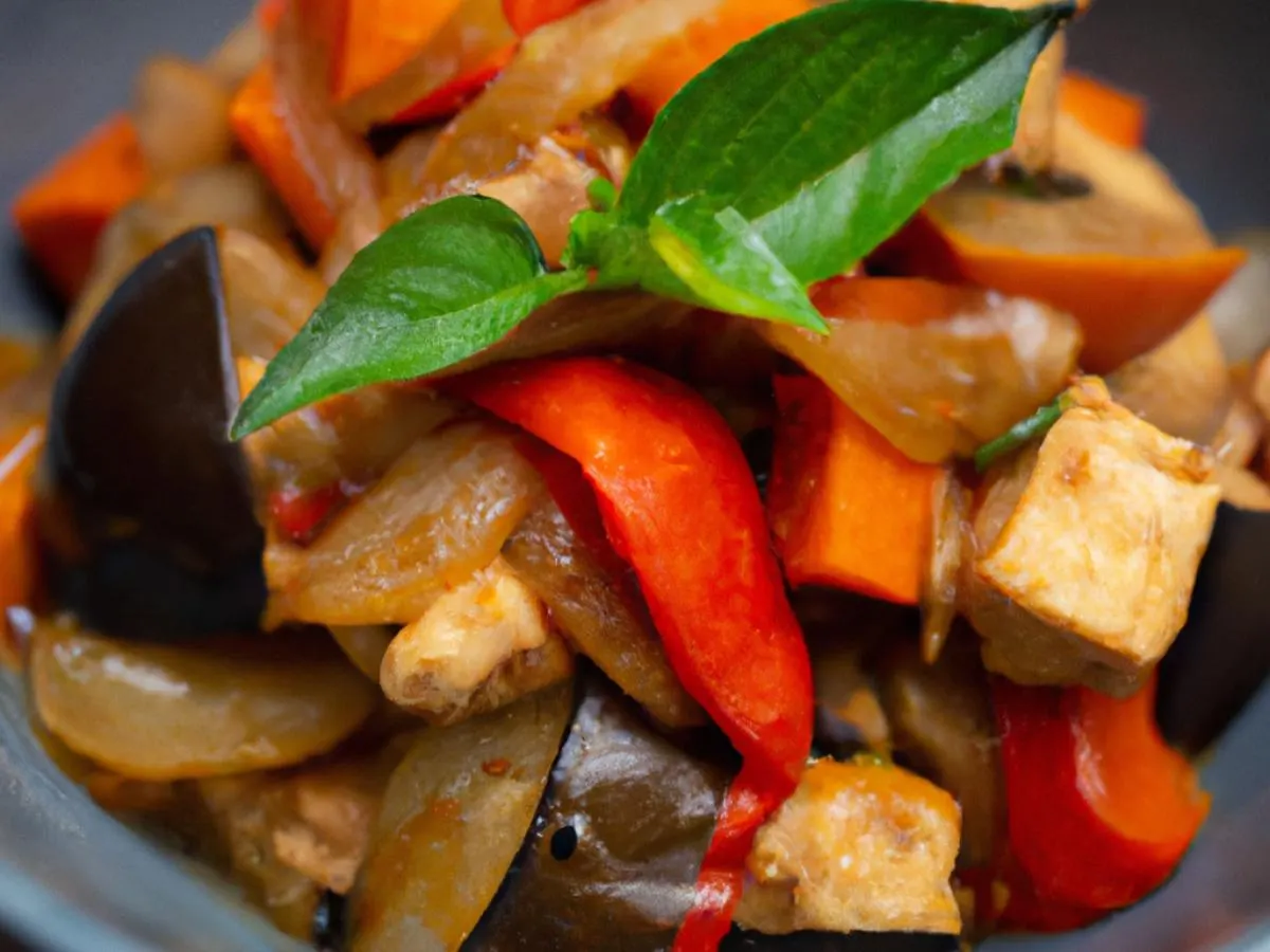 Tofu / Veggie Eggplant with Thai Basil - No Oyster Sauce Tofu / Veggie Eggplant with Thai Basil - No Oyster Sauce