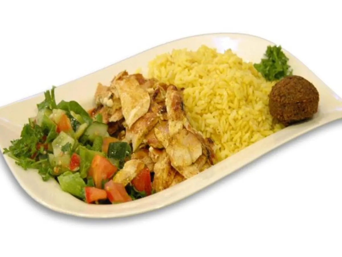 Chicken Shawarma Baba Ganoush Plate