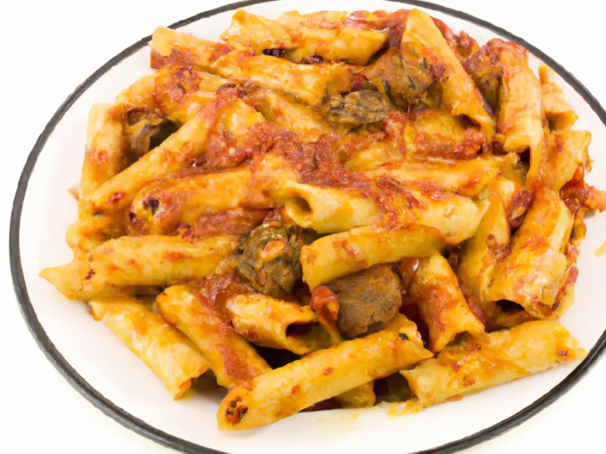Baked Mostacioli with Sautéed Mushrooms Baked Mostacioli with Sautéed Mushrooms