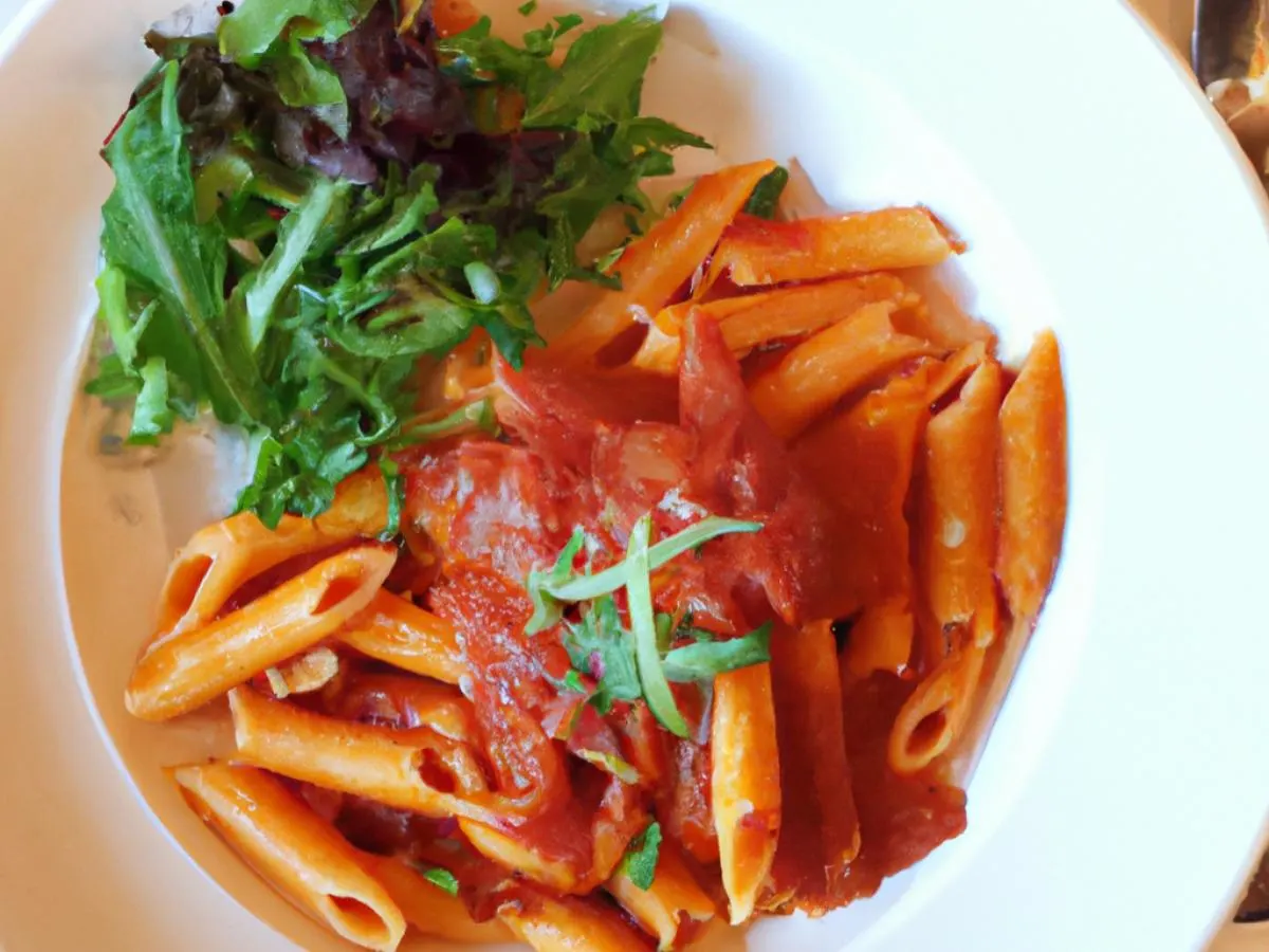 Baked Mostacioli with House Salad Baked Mostacioli with House Salad