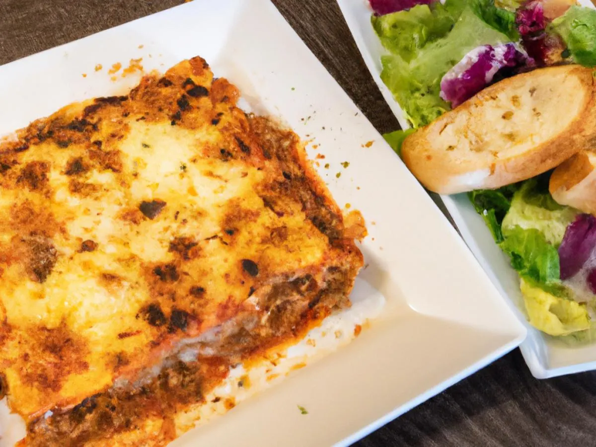 Beef Lasagna with Meat Sauce with House Salad Beef Lasagna with Meat Sauce with House Salad