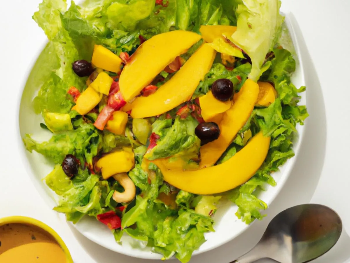 Mango Olive Salad with Creamy Mango Dressing