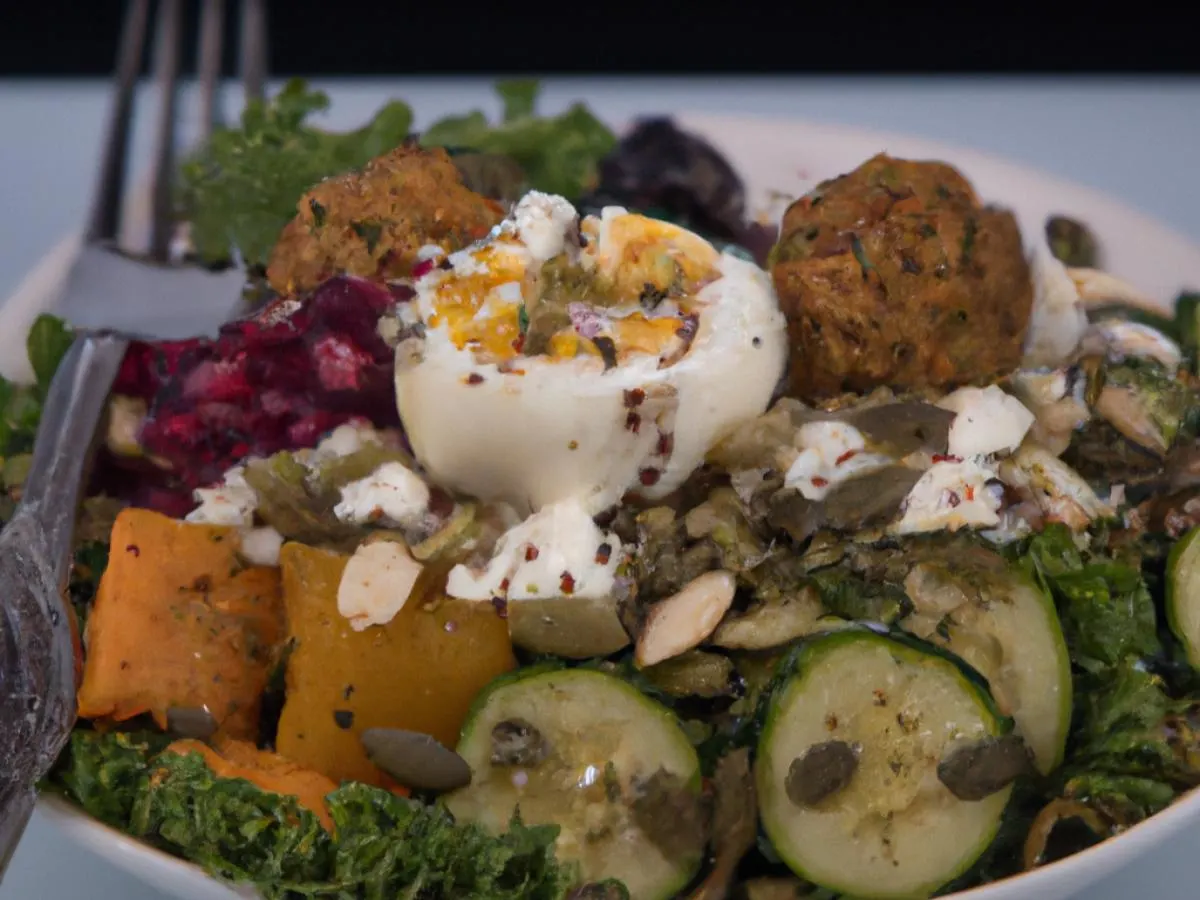 Vegetarian Awake Salad with Lentils Balls
