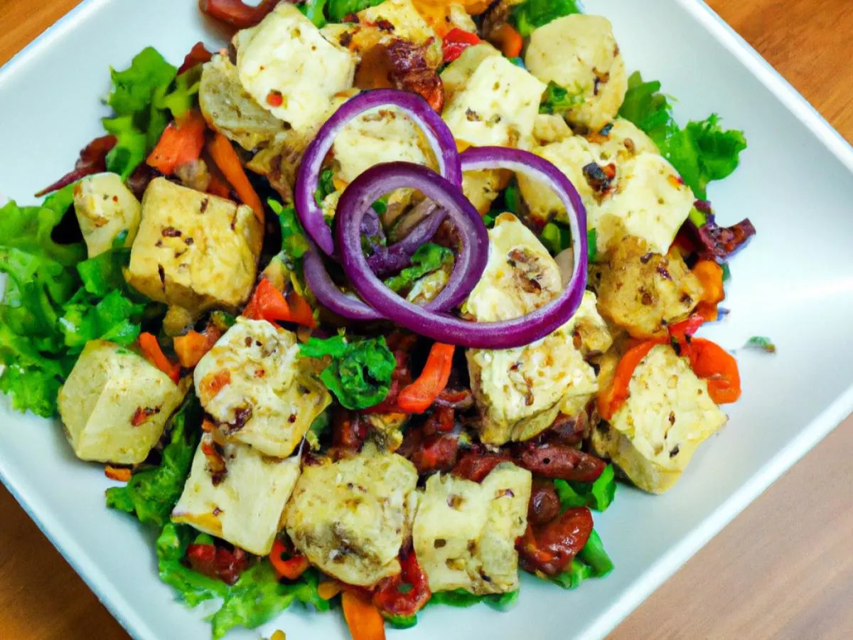 Vegetarian Tofu Veggie Amigos Entree Salad with Salsa