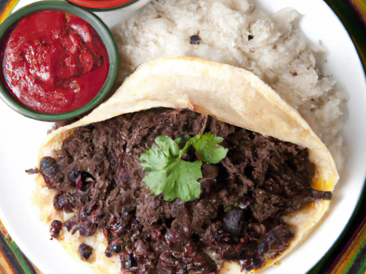 3 Ground Beef Corn Tortilla Tacos with Mexican Rice, Black Beans, and Red Chili Sauce 3 Ground Beef Corn Tortilla Tacos with Mexican Rice, Black Beans, and Red Chili Sauce