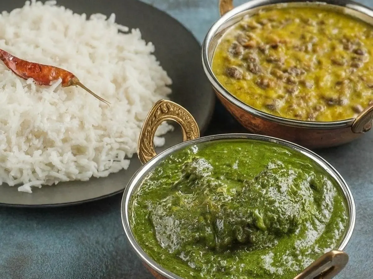 Saag Chicken, White Rice & Dal Palak