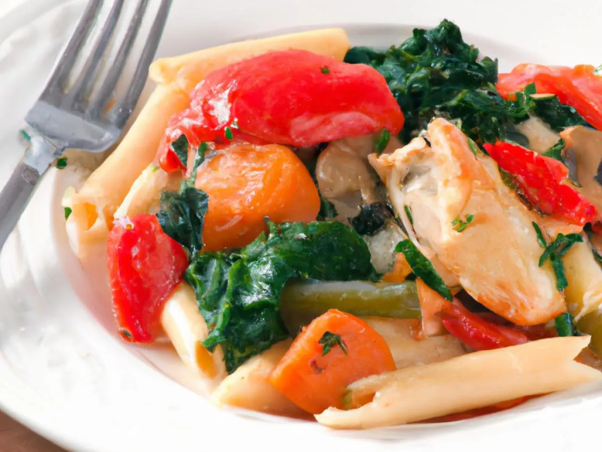 [NO GARLIC] Chicken Florentine with Penne alla Vodka and Italian Roasted Vegetables