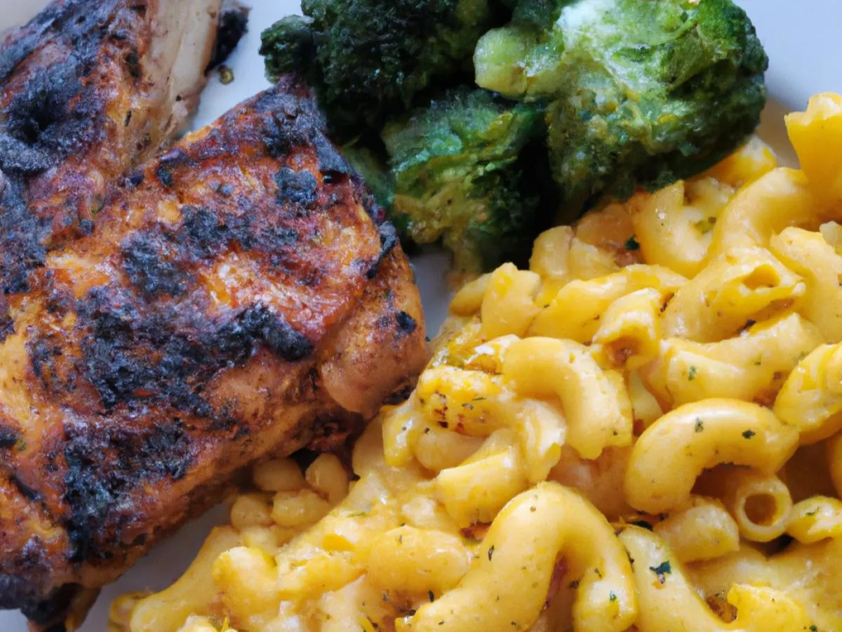 Mango BBQ Chicken with Mac & Cheese and Broccoli Mango BBQ Chicken with Mac & Cheese and Broccoli