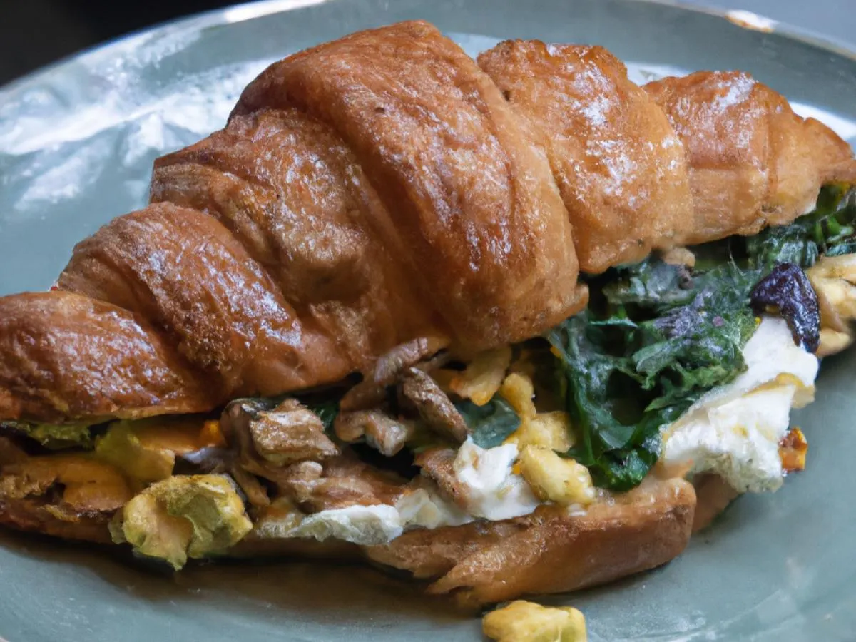 Spinach, Mushroom, Egg and Cheese Croissant Sandwich Spinach, Mushroom, Egg and Cheese Croissant Sandwich