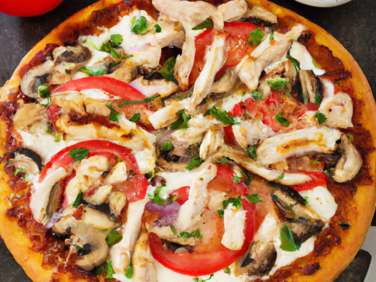 Medium Chicken and Garlic Gourmet Pizza Medium Chicken and Garlic Gourmet Pizza