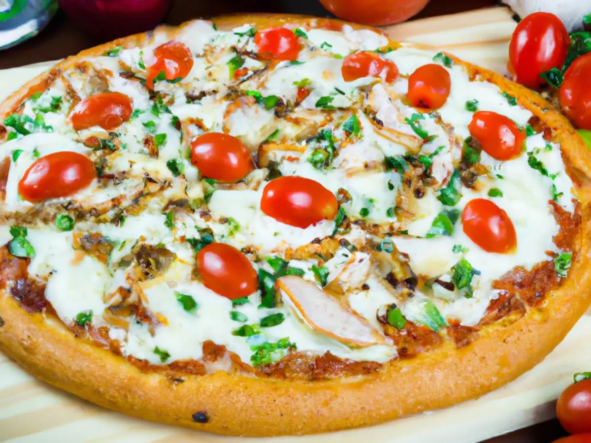 Gluten-Free Chicken and Garlic Gourmet Pizza Gluten-Free Chicken and Garlic Gourmet Pizza
