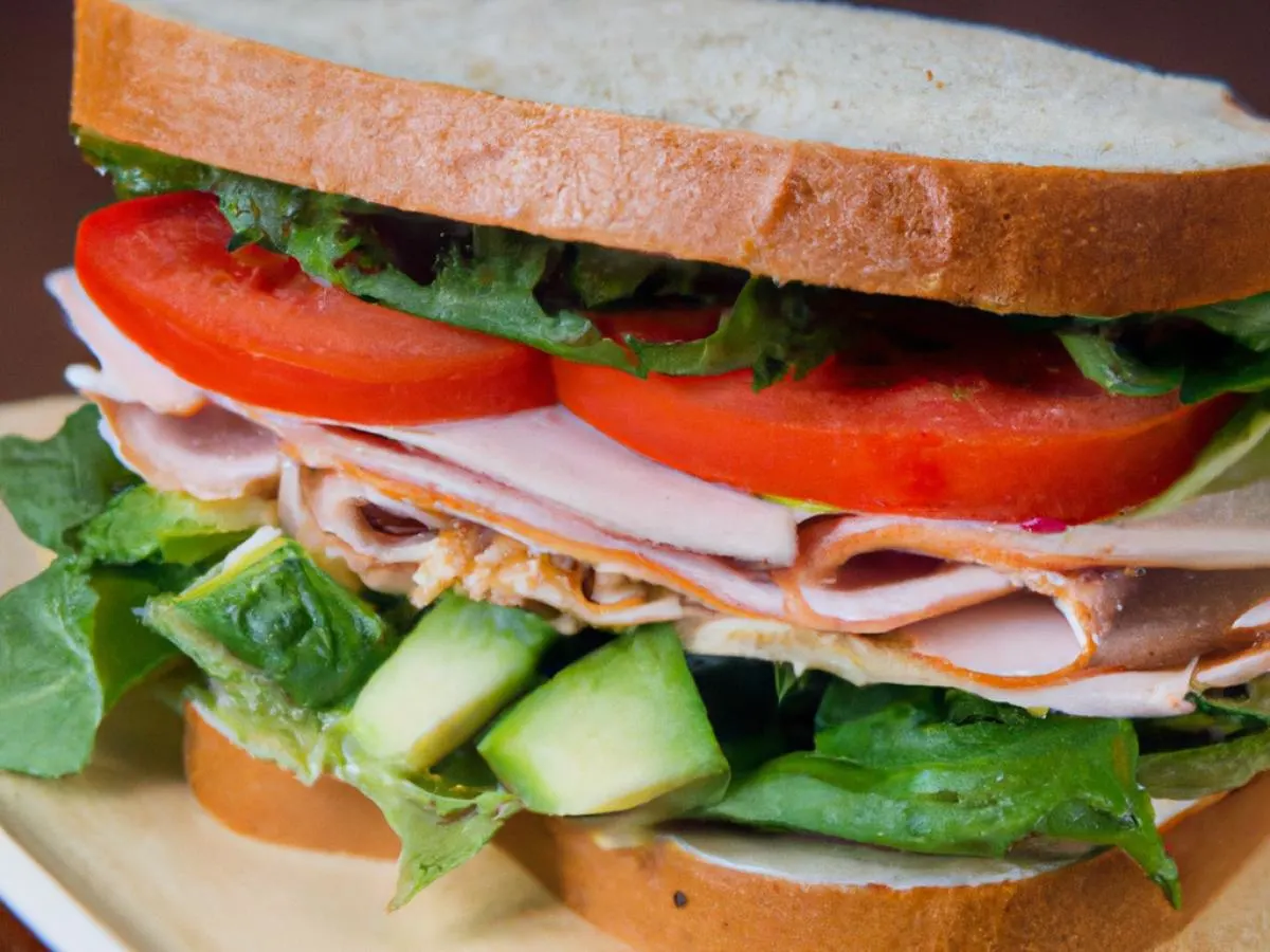Smoked Turkey, Provolone and Avocado Sandwich with Chips and Fruit Smoked Turkey, Provolone and Avocado Sandwich with Chips and Fruit