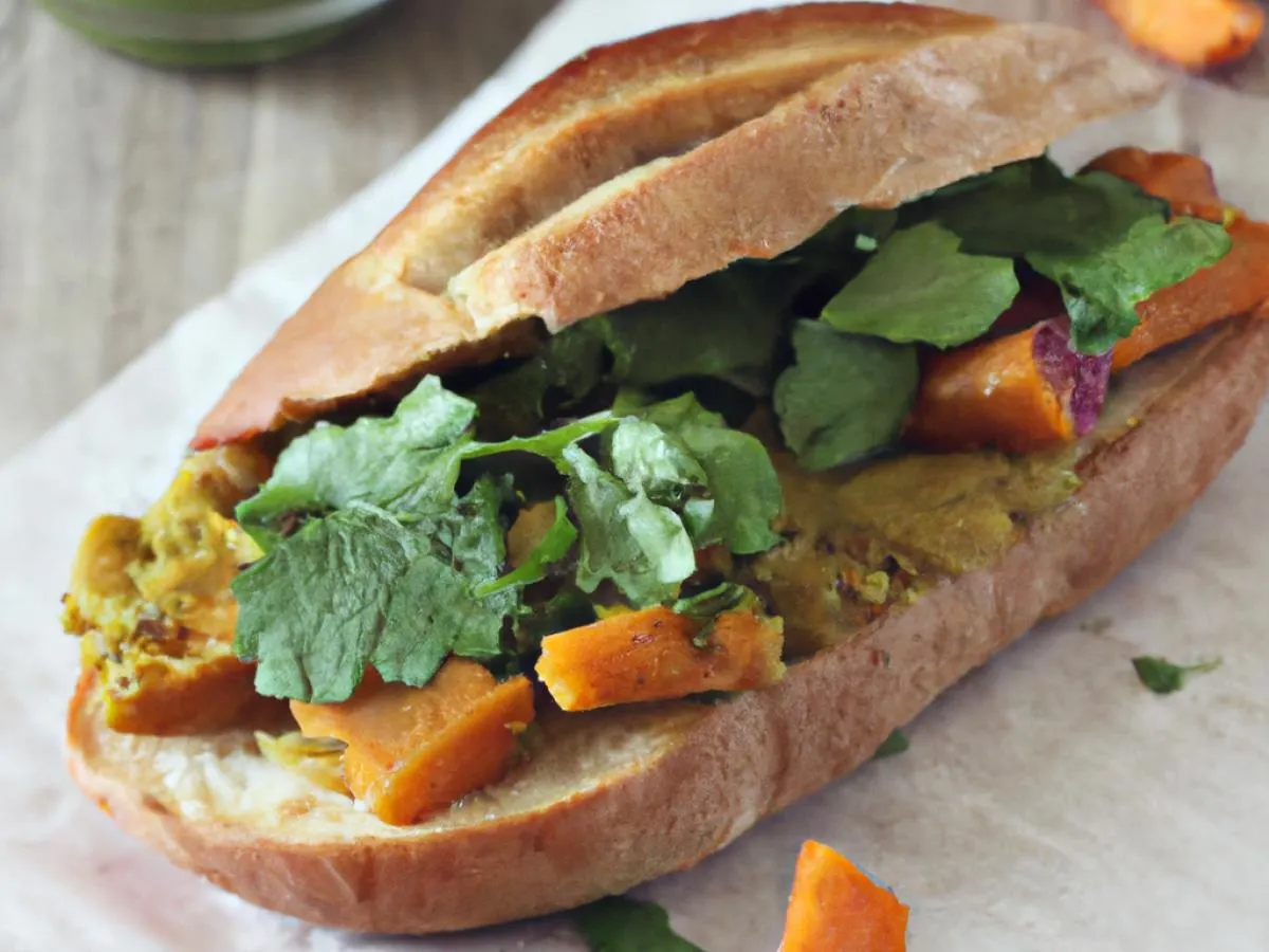 Roasted Sweet Potato and Cilantro - Pepita Pesto Sandwich Roasted Sweet Potato and Cilantro - Pepita Pesto Sandwich