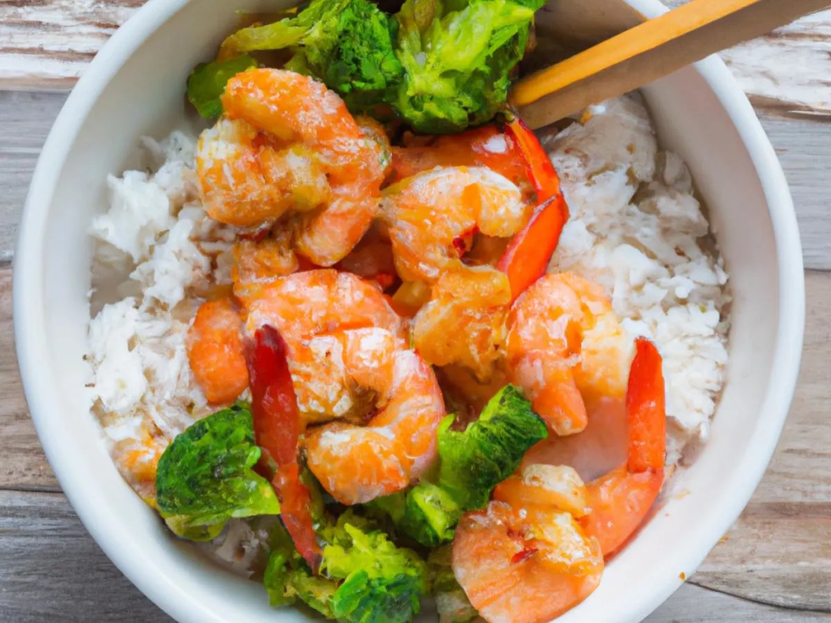 Prawns with Broccoli and White Rice
