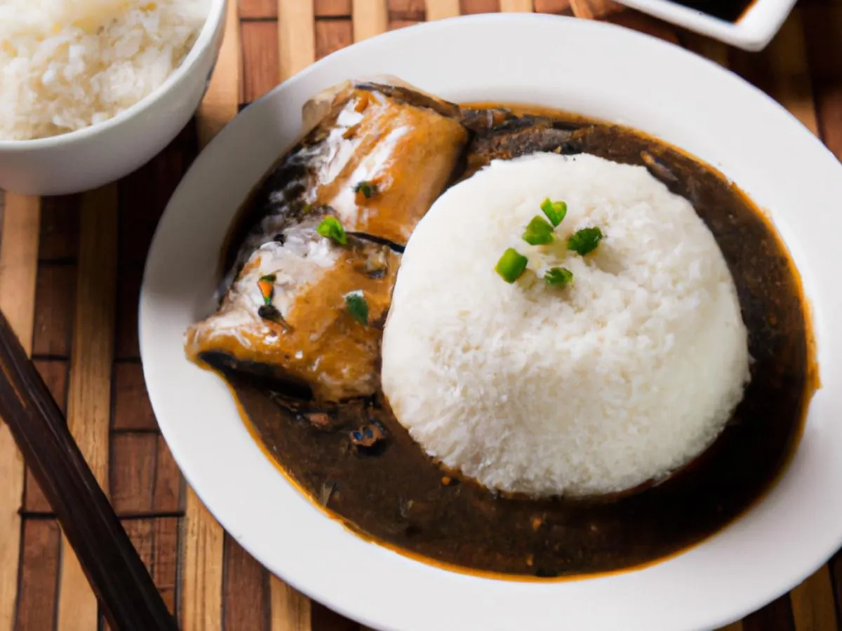 Fish with Black Bean Sauce with White Rice