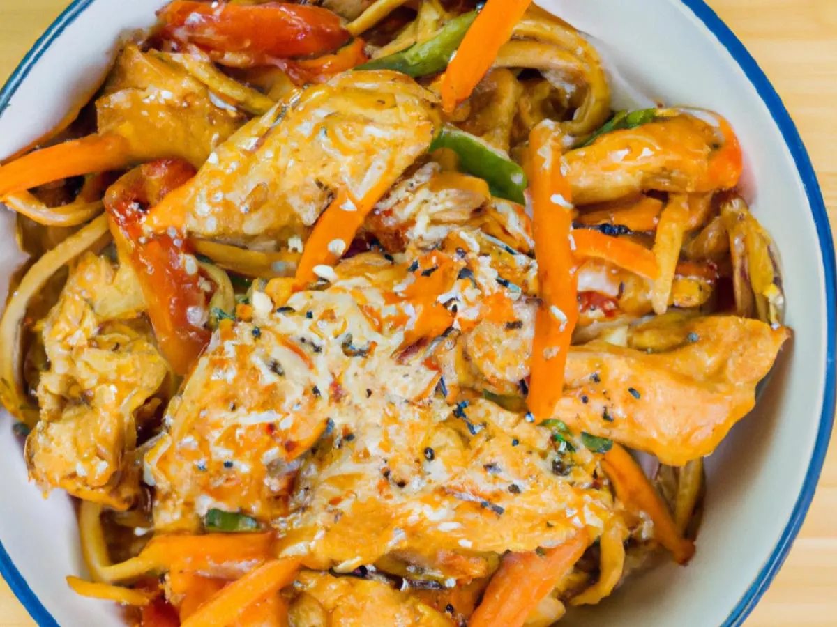 Sesame Chicken with Vegetable Chow Mein