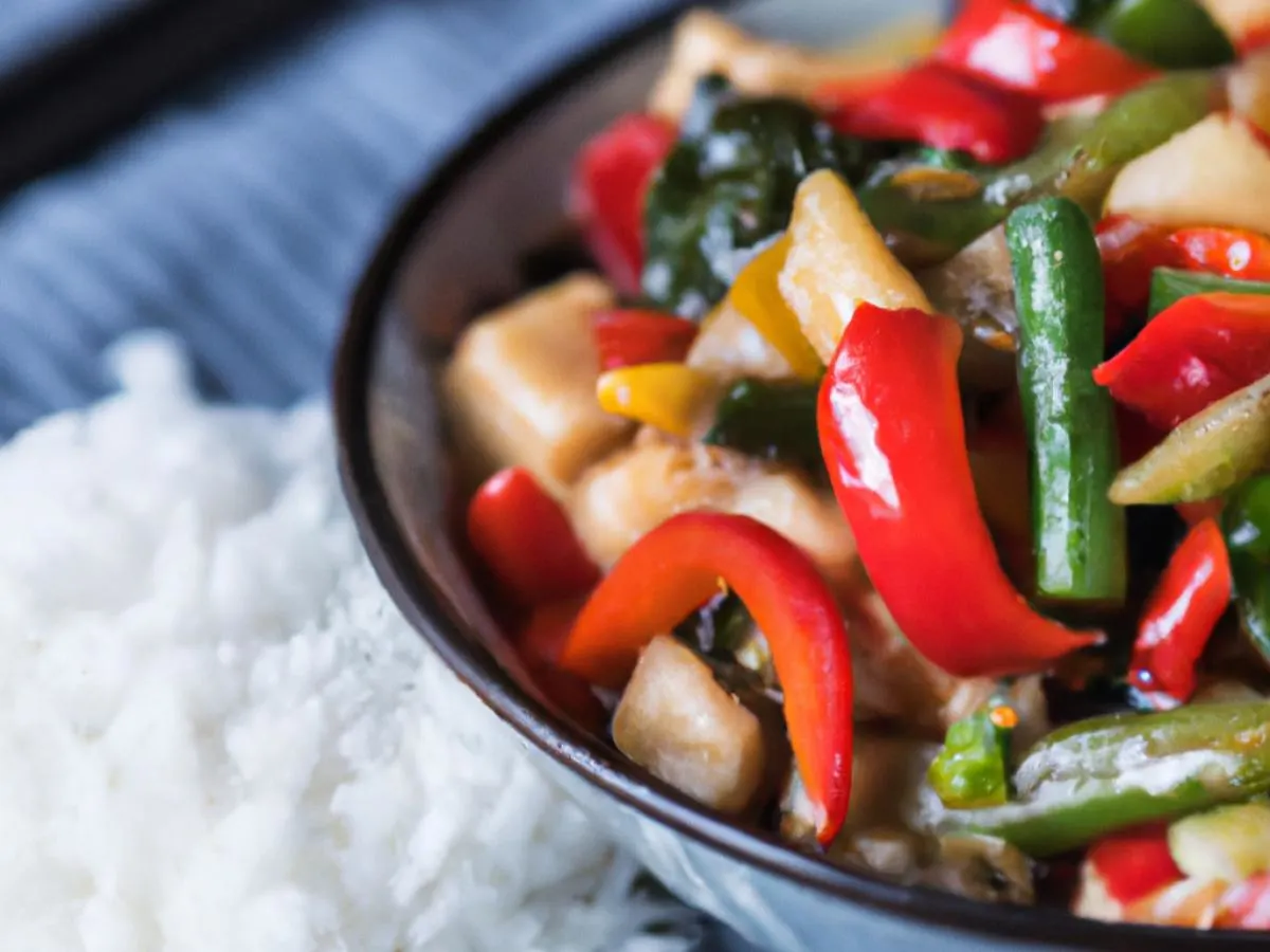 Kung Pao Vegetables with White Rice